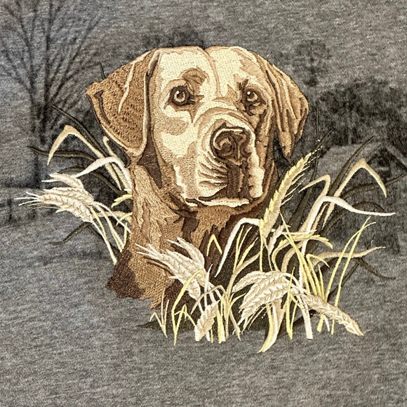 Vintage Embroidered Hunting Dog Lab Sweatshirt Gray Outdoors Crewneck - Picture 3 of 5